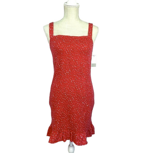 NWT BP Smocked Bodycon Stretchy Tank Dress Women's M Red Pink White Sleeveless R